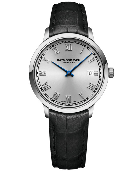 Raymond Weil Toccata Men's Quartz Silver Dial Leather Strap Watch, 39mm 5485-STC-00658