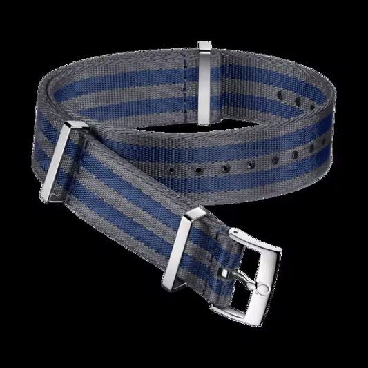 Omega Nato Strap Polyamide, 5 stripe grey and blue