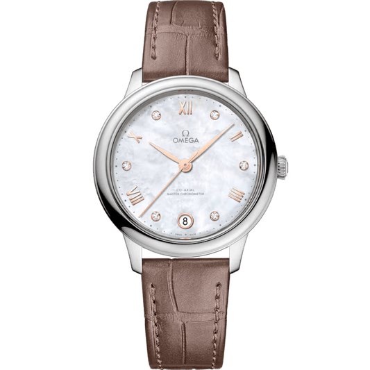 Omega De Ville Prestige 34 mm, steel on leather strap 434.13.34.20.55.001