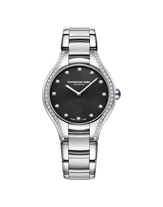 Raymond Weil Noemia Ladies 64 Diamond Black Quartz Watch 5132-STS-20081