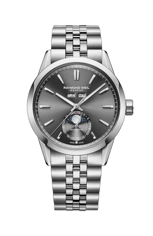 Raymond Weil Freelancer Automatic Complete Calendar Anthracite Sunray Dial Watch, 40 mm 2766-ST-60001