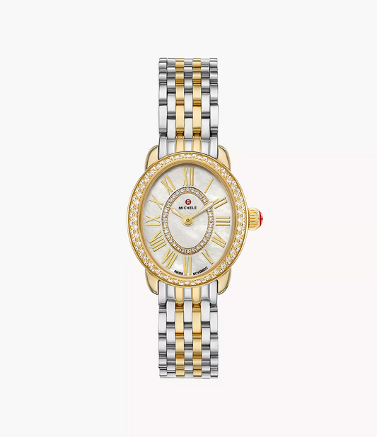 Michele Serein Oval Diamond Two-Tone 18K Gold-Plated Watch MWW21H000002