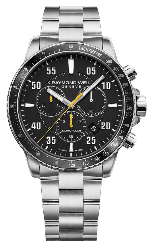 Raymond Weil Chronograph Stainless Steel Black Dial Date Divers Quartz Mens Watch 8570-ST2-05207
