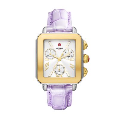 Michele Deco Sport Two-Tone Lavender Leather Watch MWW06K000064