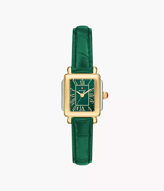 Michele Deco Madison Mini Lush Green Leather Watch MWW06D000182