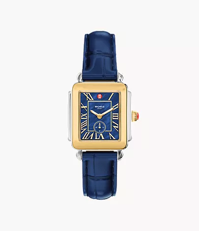 Michele Deco Sport Mid Navy Leather Watch MWW06H000012
