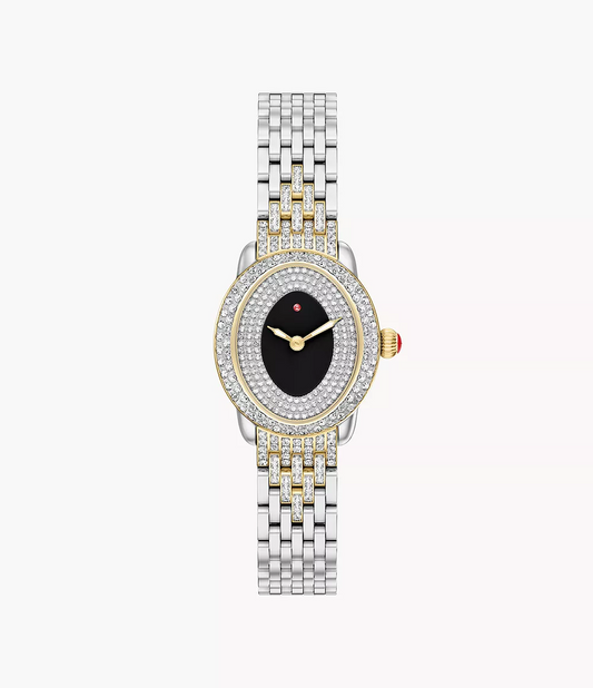 Michele Serein Oval Diamond 18K Two-Tone Gold-Plated Watch MWW21H000005