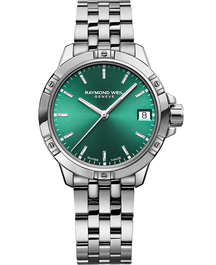 Raymond Weil Tango Ladies Quartz Sunrayed Green Dial Bracelet Watch, 30mm 5960-ST-52051