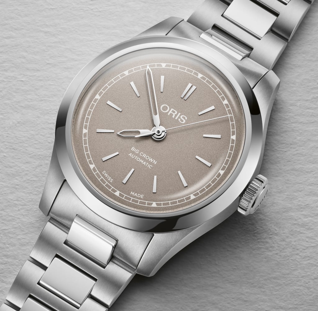 ORIS Big Crown 34 mm, stee bracelet, beige dial 0153177974056