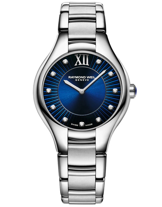 Raymond Weil Noemia Ladies 11 Diamond Quartz Blue Dial Bracelet Watch, 32mm 5132-ST-50181