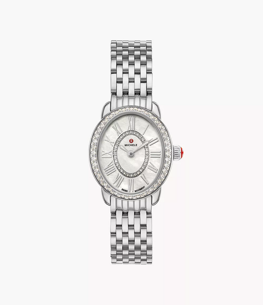 Michele Serein Oval Diamond Stainless Steel Watch MWW21H000001